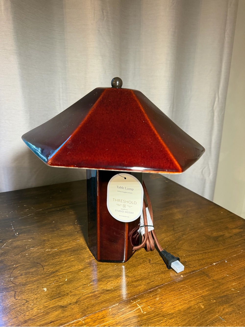 Threshold Studio McGee Ceramic lamp in Maroon